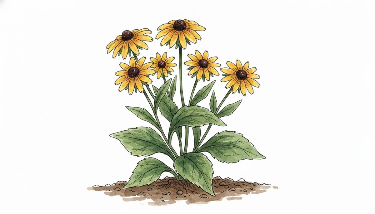 Black-eyed Susan — hand-drawn botanical illustration