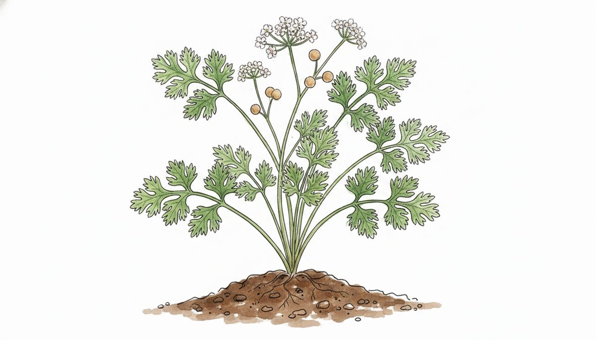 Cilantro — hand-drawn botanical illustration
