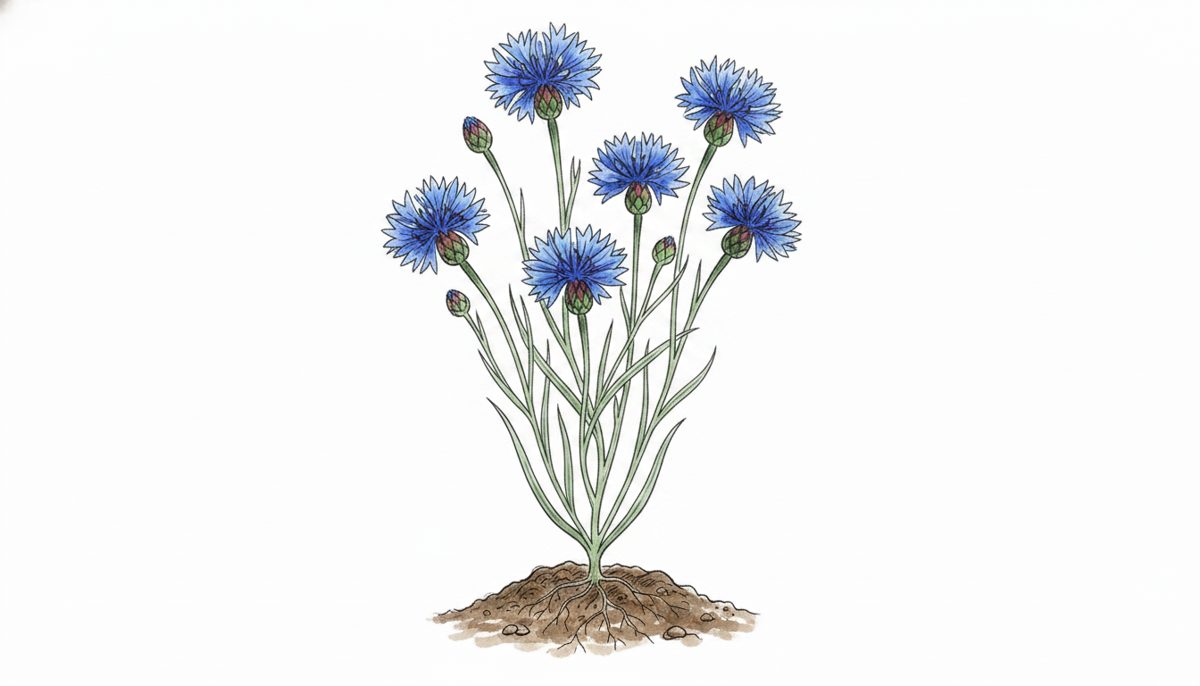 Cornflower — hand-drawn botanical illustration