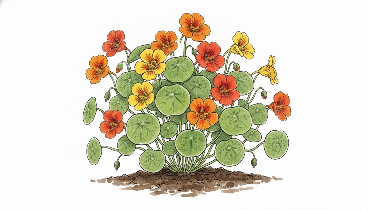 Nasturtium — hand-drawn botanical illustration