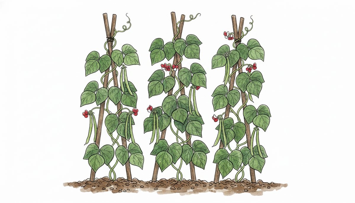 Pole beans — hand-drawn botanical illustration